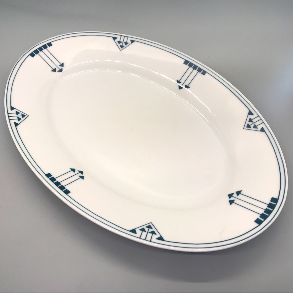 EUC Antique Thomas of Bavaria Oval Dish/Platter; Art Nouveau; Triangles, Squares